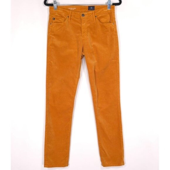 AG Adriano Goldschmied PRIMA ANKLE Cigarette Golden Orange Velvet Pants Size 27R